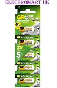 5 X GP 23A 12V BATTERIES 23AE LRV08 MN21 E23A K23A DOOR BELL CHIME CAR KEY FOB - Picture 1 of 1