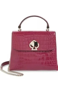 Kate Spade Romy Small Berry Blitz Crocodile-Embossed Patent Leather Satchel - Picture 1 of 16