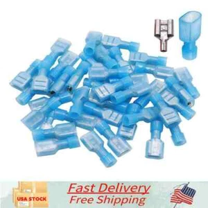 Terminales de pala de cable aislados hembra conectores de crimpado 16-14 AWG azul EE. UU. 100 PIEZAS - Imagen 1 de 8