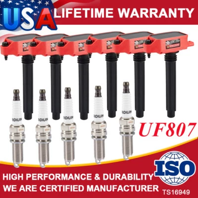 6 bobinas de ignição e vela de ignição de irídio para 2017-2018 Chrysler Pacifica 3.6L UF807 - Imagem 1 de 4
