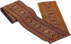 9.14 m 100.5mm Braune Gelb Besticktes Jacquard Band Ethnische Stickerei Gewebt G - Bild 1 von 5