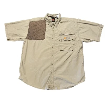 NRA Outdoors Padded Shoulder Shirt Short Sleeve Button Up Mens Sz L Worn Flaws - Image 1 of 4