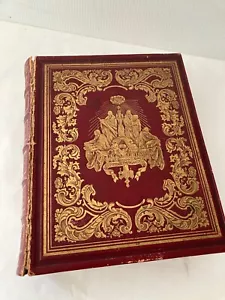 1853 - Holy Bible *SCARCE & LARGE* FINE FULL LEATHER - ILLUSTRATED G2-21 - Foto 1 di 6