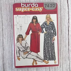 BURDA Pattern 7422 Ladies Women's Night Bath Robe Pyjamas Pajamas New Uncut - Picture 1 of 8