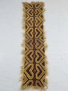 Vintage afrikanisches handgewebtes Kuba Tuch Raffia Textil Panel 153x34cm - Bild 1 von 13