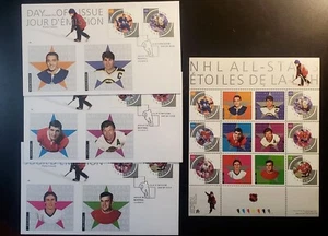 Stamps Canad Mint: 48c NHL All-Stars--4 pane of 6 and 3 combined FDC's VF MNH - Picture 1 of 1