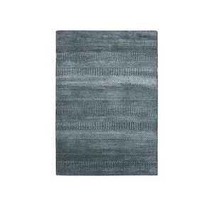 3'3"x5'1" Black Wool and Silk Hand Knotted Modern Grass Design Gabbeh Rug R79254 - Picture 1 of 7