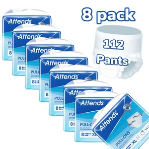 Attends Pull Ons 8 EXTRA LARGE 8 Packs Of 14 Adult Nappies Pull Up On Pants XL - Picture 1 of 9