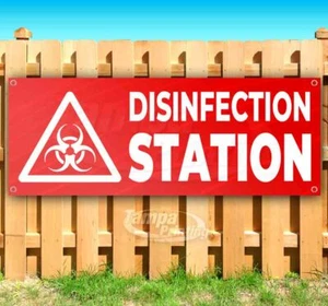 DISINFECTION STATION Advertising Vinyl Banner Flag Sign CAR WASH DETAIL USA - Picture 1 of 6