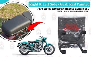 Grab Black Rail RH & LH "Side For Royal Enfield Classic 650 & Shotgun 650" - Picture 1 of 13