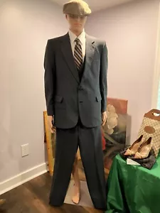 Vintage 3pc Wool Pierre Cardin Gray Pinstripe Suit Jacket 38 Pants 36X30 - Picture 1 of 17