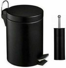 Bathroom Pedal Bin & Toilet Brush Colour Match Accessory Set Stainless Steel 2Pc