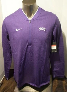 Nike Men’s Sizes TCU Coaches Sideline 1/4 Zip Dri-Fit Pullover Purple New w Tags - Picture 1 of 12