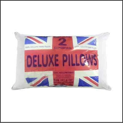 Pair of Superfirm Deluxe Pillows Luxury White 100% Hollow Fibre Filled - Image 1 of 2