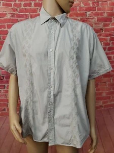 STRUCTURE Gray Embroidered Short Sleeve Button Up Modern Shirt Men's Size L #C - Picture 1 of 10