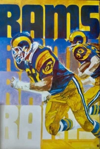Póster original de Bartell NFL 1973 de Los Angeles Rams 24x36 fútbol casi nuevo - Imagen 1 de 2