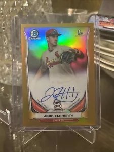 2014 Bowman Chrome Jack Flaherty Gold Refractor 19/50 Auto - Picture 1 of 2