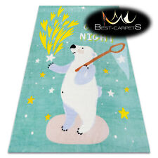 MODERN green thick & soft RUG for children 'PLAY' colorful Bear Stars Good night