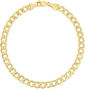 Floreo Bracciale Cordolo Cubano Cavo Oro Giallo 10k 6,5mm o Caviglia - Foto 1 di 17