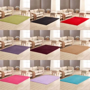 Flauschige Teppiche Anti-Rutsch Shaggy Vorleger Wohnzimmer Fußmatte Teppich Kurzhaar - Bild 1 von 24