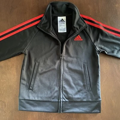 Chaqueta Adidas negra con rayas rojas con cremallera 3T Foto 1 de 4