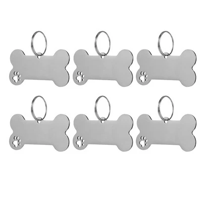  6 Pcs Étiquettes D'identification Pour Chien Tag Nom Acier Inoxydable - Immagine 1 di 4
