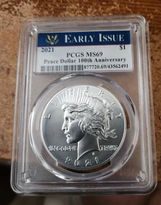 2021 Peace silver dollar PCGS MS 69 * - Image 1 of 2
