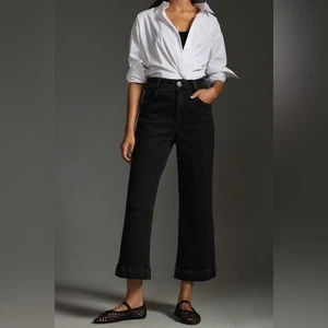 Anthropologie Pilcro The Skipper High-Rise Crop Wide-Leg Jeans Schwarz Gr. 27 - Bild 1 von 8