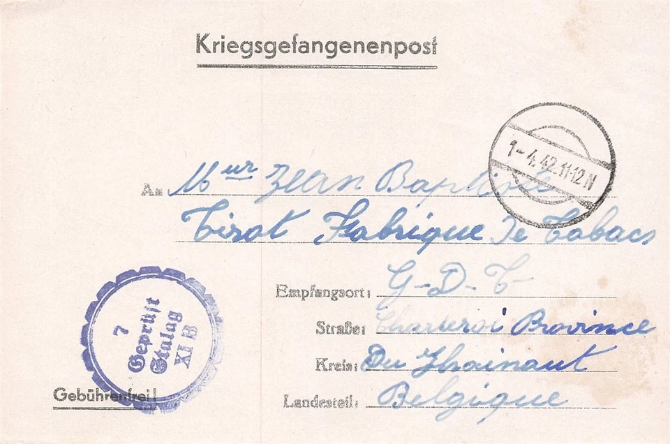 688826) Kriegsgefangenenlagerpostblg. Stalag XIB Fallingbostel  - Bild 1 von 1