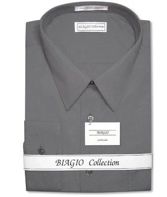 Biagio Mens 100% COTTON Solid CHARCOAL GREY Color Dress Shirt sz 15.5 32/33 - Image 1 of 4