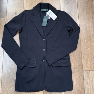 Lauren Ralph Lauren - Black Sweater Knit Blazer - Size XS - Picture 1 of 12