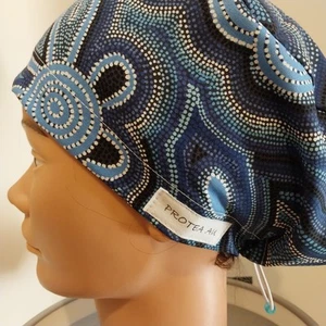 Aboriginal cotton long hair nurses scrub hat, doctors, scrubs. Adjust w elastic - Picture 1 of 12