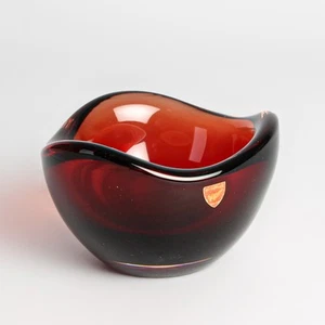 Cuenco de vidrio sueco Orrefors Sven Palmqvist 1950-60 rojo Escandinavia - Imagen 1 de 4