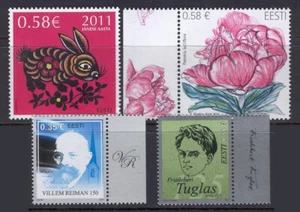 Estonia J87 MNH 4v 2011 - Animals Rabbit - Flowers - Below face - Picture 1 of 1