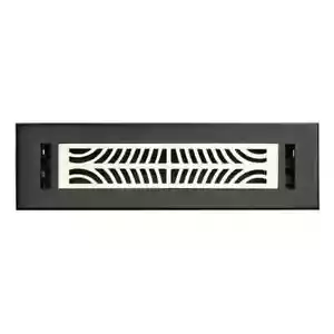 Art Deco Messing Entlüftungsabdeckung 2 mit Clips - 2-1/4" x 10" - schwarz/nickel poliert - Bild 1 von 1