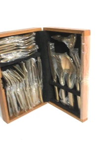 Posate VU bronzo nichel massiccio bronzo tailandese 29 pezzi 8 posti set e custodia - Foto 1 di 5