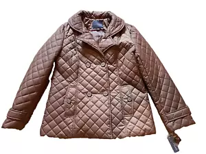 NWT Covington Quilted Lightweight Puffer Insulated Peacoat Jacket Coat Brown L - Picture 1 of 6