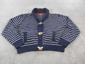 J Peterman Sweater Mens 2XL Navy White Striped Shawl Collar Toggle Button EUC - Picture 1 of 10