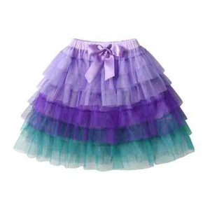 Kids Mesh Tulle Layered Cake Tutu Skirt with Bow Knot Girls Mermaid Performance - Picture 1 of 13