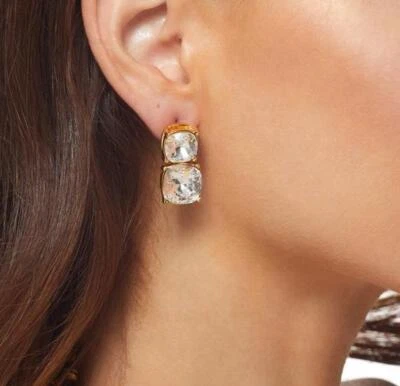 KENNETH JAY LANE, DOUBLE SQUARE DROP CUBIC ZIRCONIA PIERCED EARRINGS, CHOOSE:... - Image 1 of 2