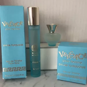 Versace Pour Femme Dylan Turquoise 5ml EDT Splash Womens + 10ml Spray Perfume - Picture 1 of 3