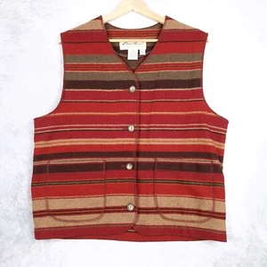Vintage Eddie Bauer Wool Blanket Vest Womens Small Petite Southwestern Striped - Picture 1 of 21