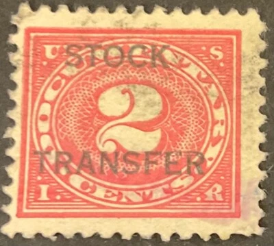 1918-22 2c Stock Transfer single, Scott #RD2, Used, F-VF - Image 1 of 2