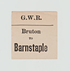 Etiqueta de equipaje Great Western Railway Bruton to Barnstaple - Imagen 1 de 1