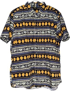 Disney Universe Camicia Bottoni Uomo XL Blu Grotta Meraviglie Stampa All Over Manica Corta - Foto 1 di 8