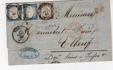 REGNO DI SARDEGNA 1860 LETTERA DA TORINO PER ELBEUF CON FRANCOBOLLI SARDEGNA