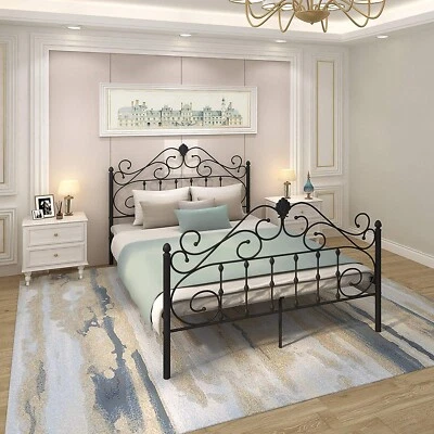 Cabecero con plataforma metálica con marco de cama completo muebles de dormitorio colchón de muelles Bl Foto 1 de 4