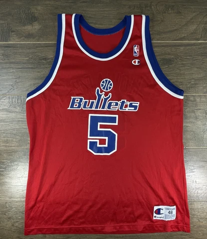 VTG Champion Washington Bullets Juwan Howard #5 NBA Home Jersey 48 Cover