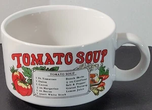 Vintage Tomato Soup Recipe Mug Ceramic Soup Cup with Handle Retro Kitchen - Picture 1 of 9