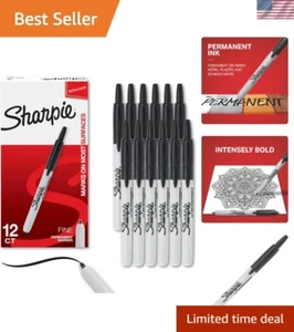 12 Count Retractable Fine Tip Permanent Markers - Bold Office & Teacher Supplies - Picture 1 of 8
